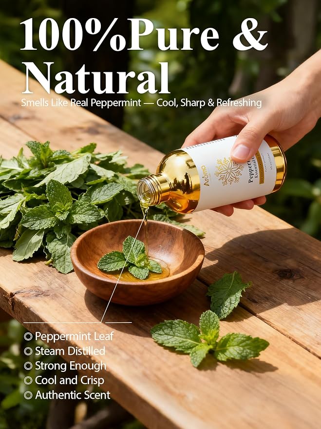 100% Pure Peppermint Oil 4 fl oz Peppermint Essential Oil - Essential Oils for Hair & Diffusers & Home Care, Candle Making, Gifts for Women Valentine's Day Gift
