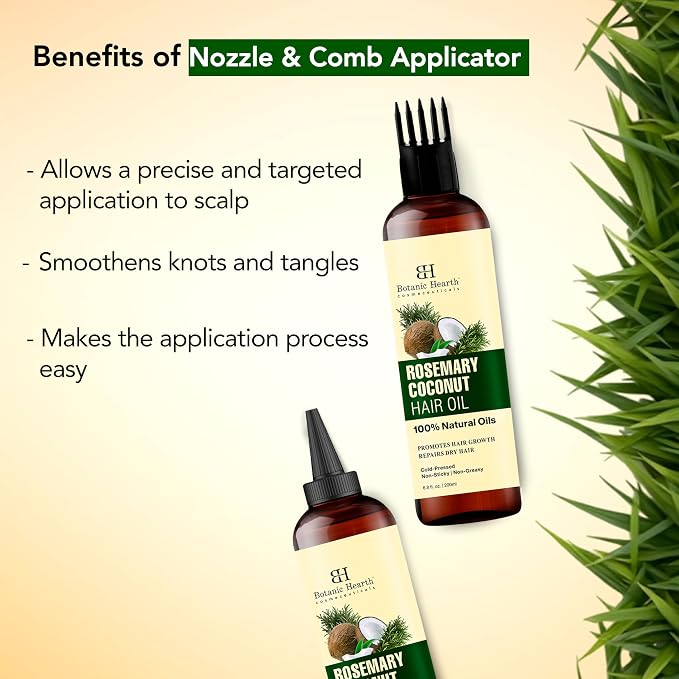 Botanic Hearth 100% Pure Rosemary Biotin Oil For Hair Growth & Hair Treatment Oils 6.7 Fl oz | Infused with coconut Oil | Hair Oil Repairs Dry Damaged Hair, Strengthening, Healthier | All Hair Types