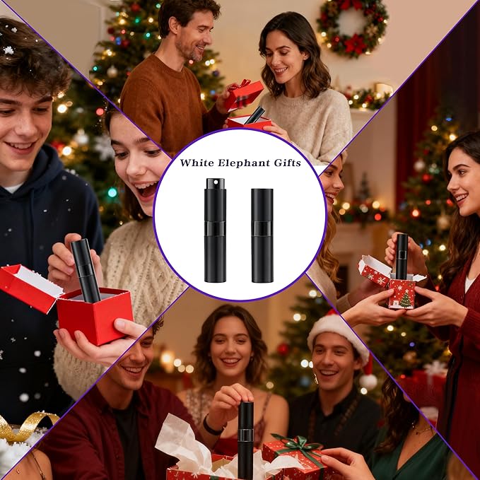 8ML Perfume Travel Refillable Portable Perfume Atomizer Bottle - Easter Basket Stuffers for Teens Adults Men Women,Valentines Day Gifts for Him Her,Travel Essentials,Christmas Gift(Balck,2Pack)