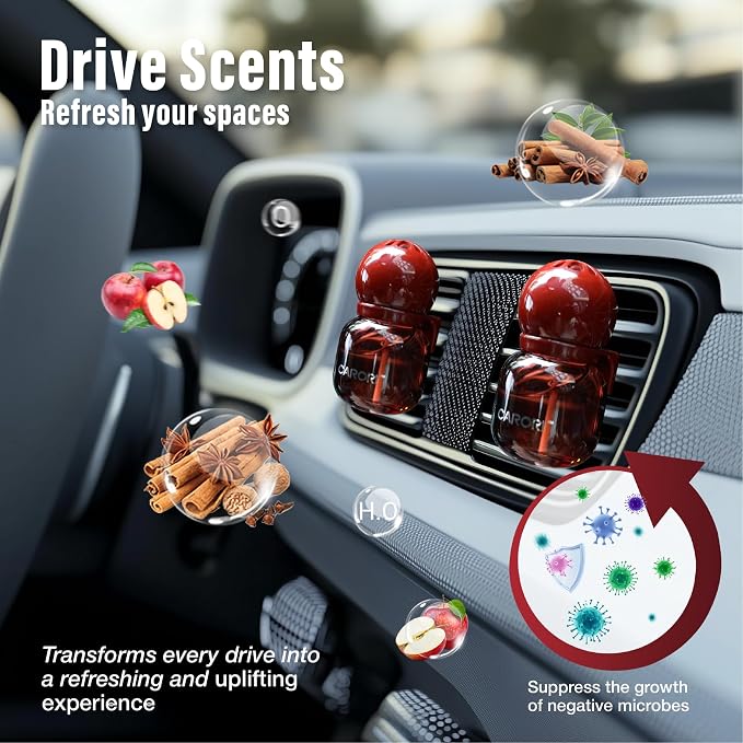 Carori Cute Car Air Freshener 2 Pack, Lightbulb-Shaped Car Fresheners, Automotive Vent Clip, Long Lasting Scent, Essential Oils, Cute Car Accessories for Women (Apple Cinnamon)