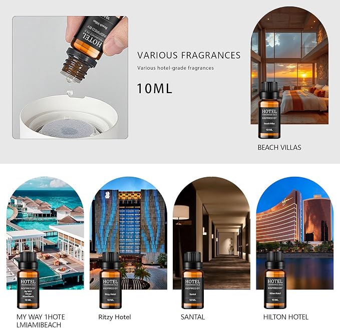 Hotel Collection Diffuser Essential Oil Gift Set,Hotel Scents for Home,Stress Relief Air Freshening,My Way,The Beach Villas and Other Luxury Hotel Scents
