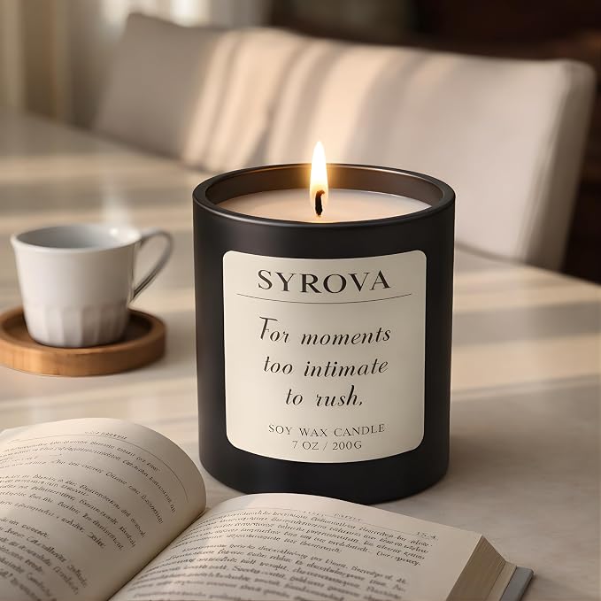 Amber & Tonka Bean Candle, Luxury Scented Soy Candle 7oz, Warm Cozy Fragrance for Home, Relaxing Aromatherapy Candle, Gift for Women, Long Lasting Jar Candle