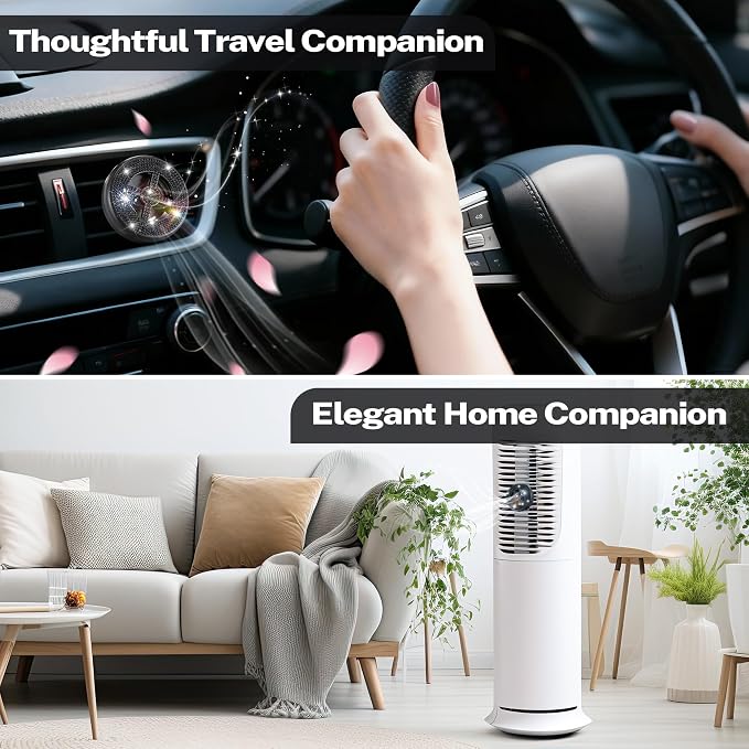 2 Pack Car Fragrance Holder Compatible with Bath & Body Works Refills (Not Included), Air Freshener Vent Clip or Visor Clip, Refillable Scent Holder, Easy to Open Car Diffuser (Diamond Black)