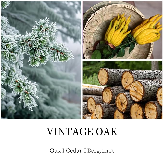 Vintage Oak Candle, 7 oz Scented Candle for Men, Soy Candles for Home Scented, Masculine Jar Candle for Him, 50 Hours Burning Time Mens Candle Gift for Boyfriend, Father, Birthday Present Giving