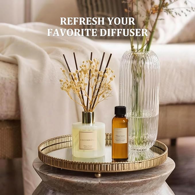 COCORRÍNA Reed Diffuser Refill Set, 10.2oz Scented Oil Refill 3 Pack, Sandalwood Rose, Cherry Blossom, Wild Mint & Eucalyptus, Long Lasting Oil Diffuser Refill with18 Sticks for Bathroom & Bedroom