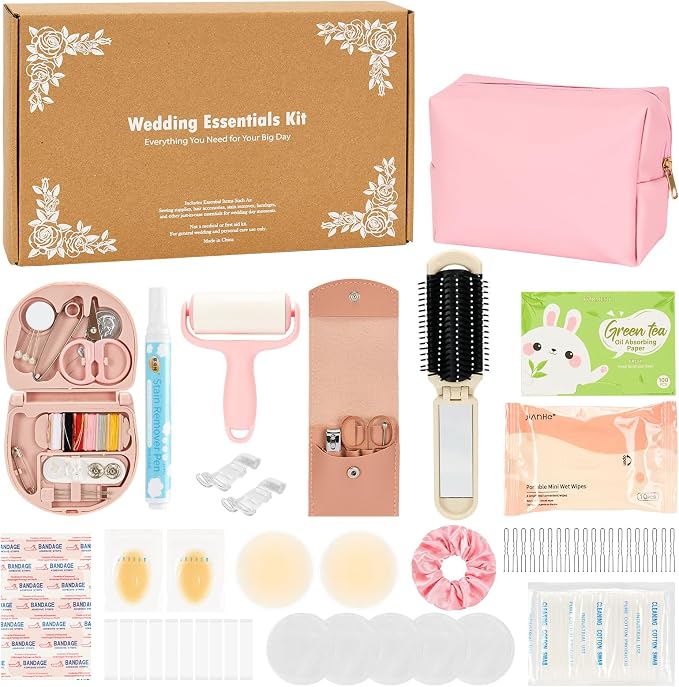 Bridal Wedding Emergency Kit Women's Wedding Emergency Kit for Bride Wedding Day Survival Set 30+ Daily Travel Essential Items with Makeup Bag