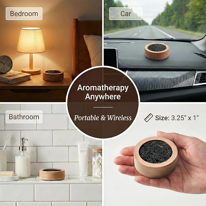 CUIYAKI 2Pcs Essential Oil Diffuser for Desk Office, Passive Lava Rock Diffuser for Aromatherapy, Small Personal Air Freshener for Nightstand, Safe for Sauna & Spa