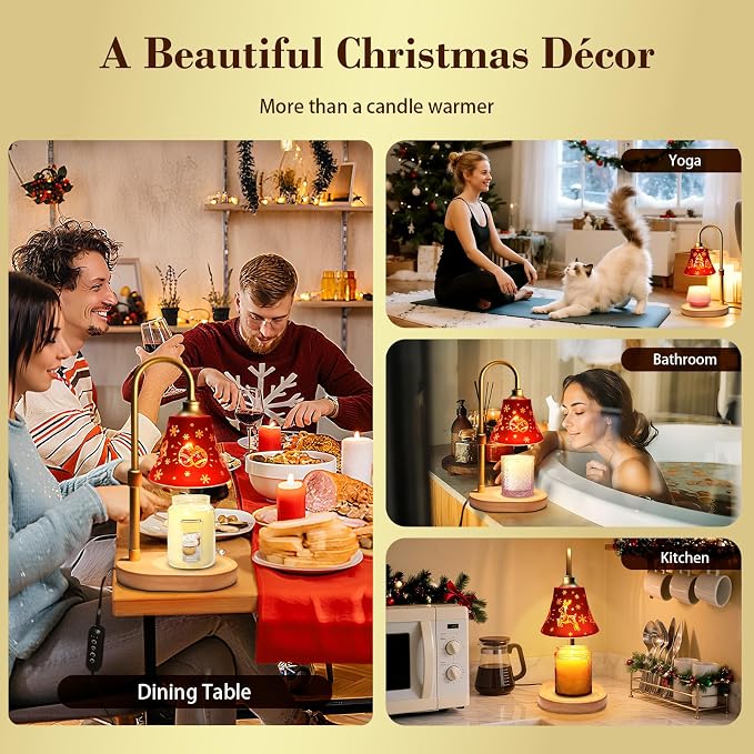 Candle Warmer Lamp with Timer Dimmer：Christmas Decorations Indoor, Birthday Gifts for Women Mom, Vintage Wax Melt Warmer for Jar Candles, Warming Gifts for Office, Dorm, Apartment & New Home Decor