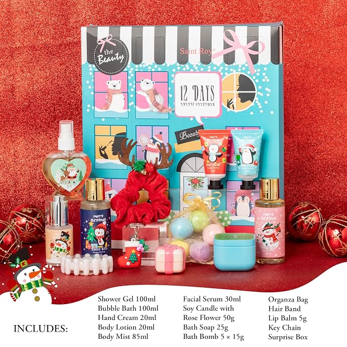 16Pcs Advent Calendar Christmas Gifts for Women & men - Large 2026 Gift Box | Bath and Body Gift for Christmas, Sister, Gift Baskets Set for New Year Gift, Christmas Spa Gift Basket for Women & Men