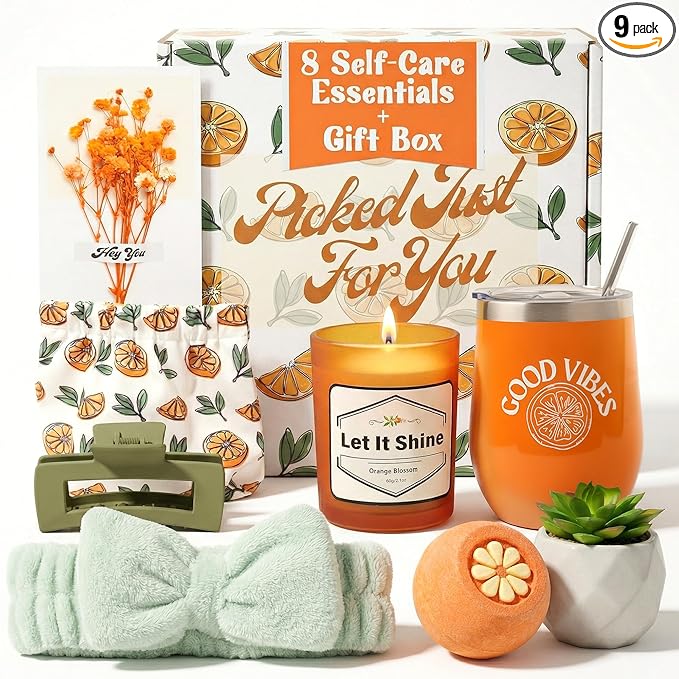 Get Well Soon Baskets for Women – Self Care Spa, Care Package with Accessory Bag, Relaxing Collection, Cozy Kit, Birthday Present for Women, Thinking of You, Best Friend Box, Bath Essentials, 8pcs Set
