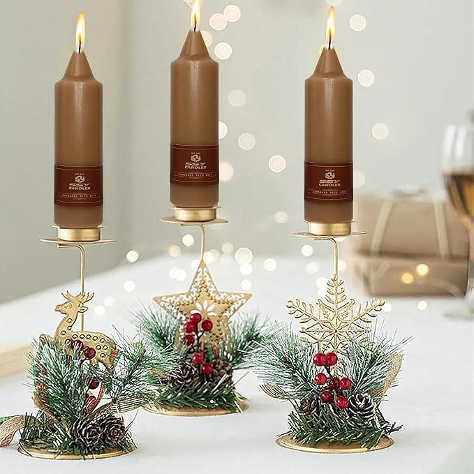 4 PCS Short Taper Candles Brown Candle Tapers Candle Sticks 5 inch for Dinner Household Wedding Party Home Décor Candles