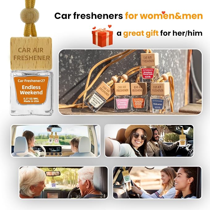 Car Air Freshener Hanging Diffuser – Long-Lasting Essential Oil Scent (Up to 60 Days) – Non-Toxic & Eco-Friendly – 2-Pack Auto Fresheners Made in USA