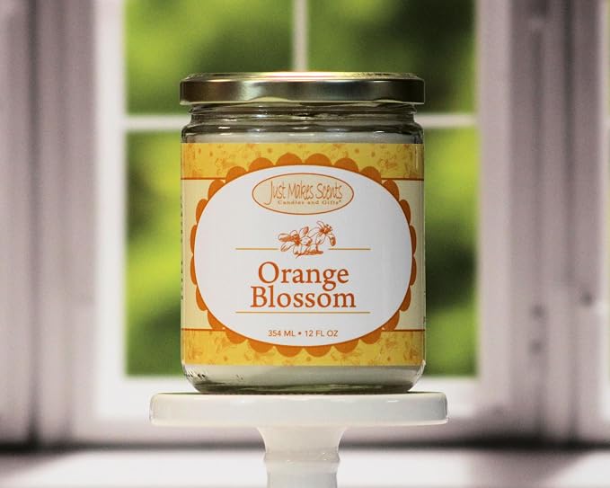 Orange Blossom Scented Blended Soy Candle | Strong Spring Floral Fragrance | Hand Poured in The USA by Just Makes Scents (12 oz)