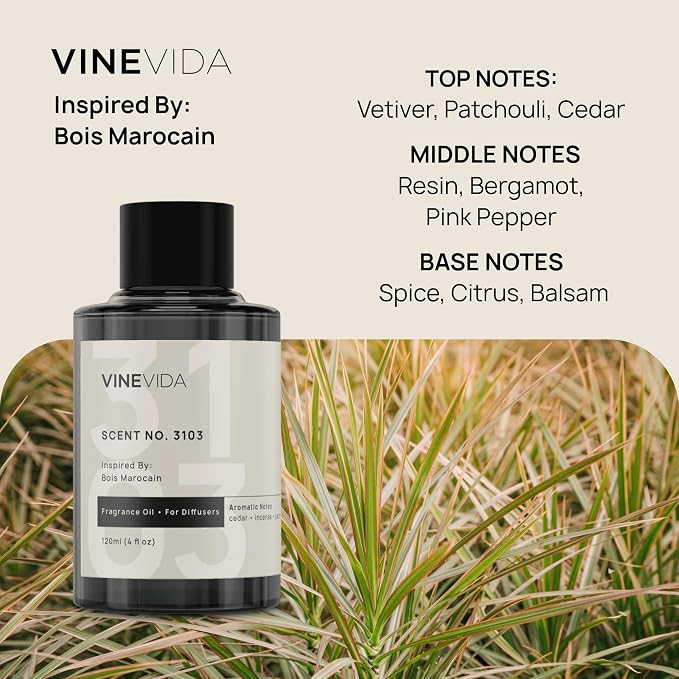 VINEVIDA [4 Oz] Inspired by: Bois Marocain; Diffuser Oil Refill | Premium Scent Diffuser Oil for Home | Non-Toxic Fragrance