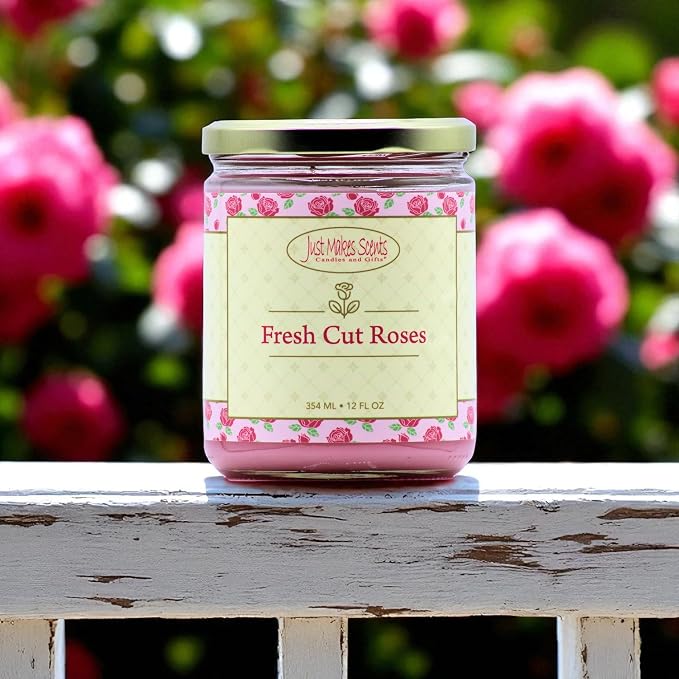 Fresh Cut Roses Scented Blended Soy Candle by Just Makes Scents (12 oz)