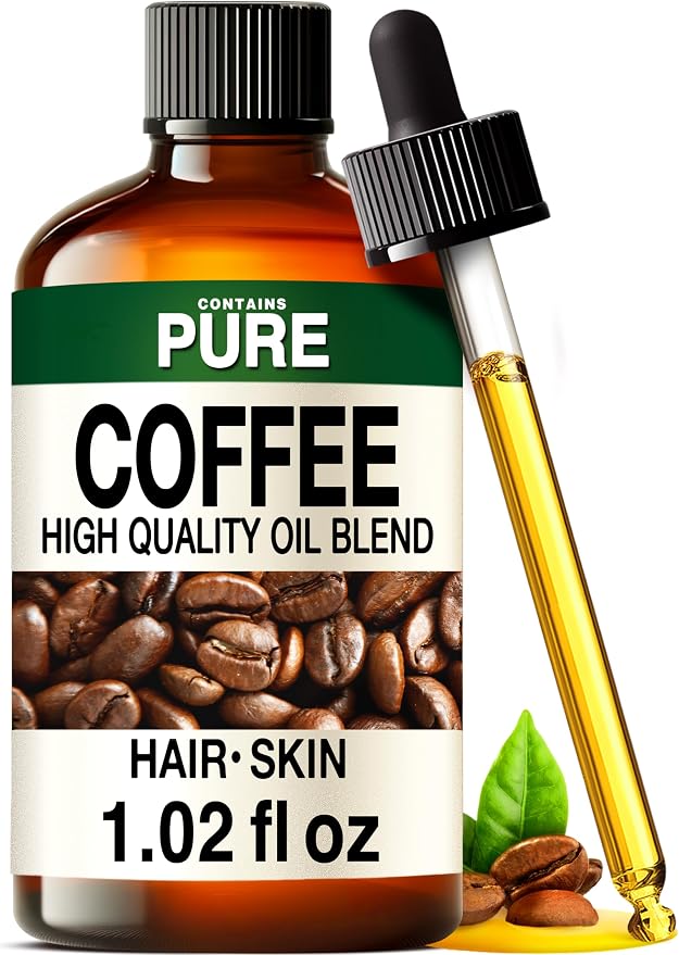 100% Pure Coffee Oil - 1 Fl Oz Coffee Essential Oil for Hair, Skin, Diffuser, Aromatherapy & DIY Soap Making Scent