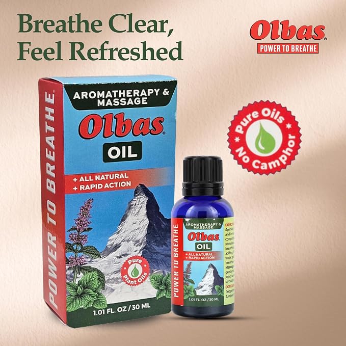 Olbas Massage and Aromatherapy Oil, 1.01 Fl Oz,Body Massage Oil, Swiss Herbal Remedies with Pure Essential Massage Oils for Muscle Relaxing and Soothing Comfort for Pain Relief.
