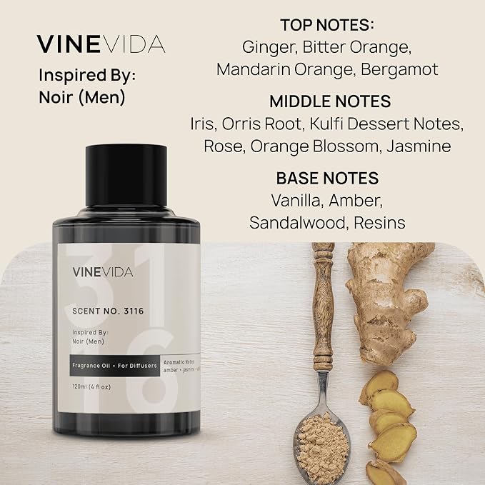 VINEVIDA [4 Oz] Inspired by: Noir (Men); Diffuser Oil Refill | Premium Scent Diffuser Oil for Home | Non-Toxic Fragrance