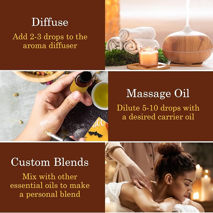 MAJESTIC PURE Essential Oil Blends Gift Set, 100% Pure & Natural Halloween Collection - Autumn Wreath, Pumpkin Pie, Candy Corn, Marshmallow, Night Air, Caramel Corn - 2 Fl oz