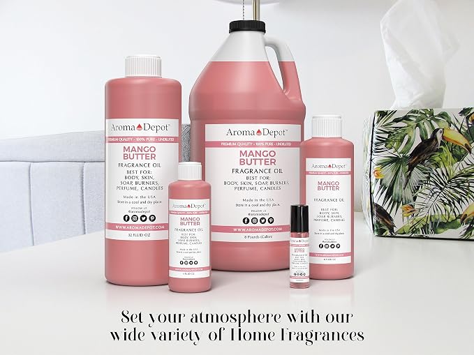 Aroma Depot Mango Butter 4 oz. Perfume Oil for Making, Body Oil, Soap, Candle Making & Incense. Our Version is a Premium Quality Undiluted & Alcohol Free