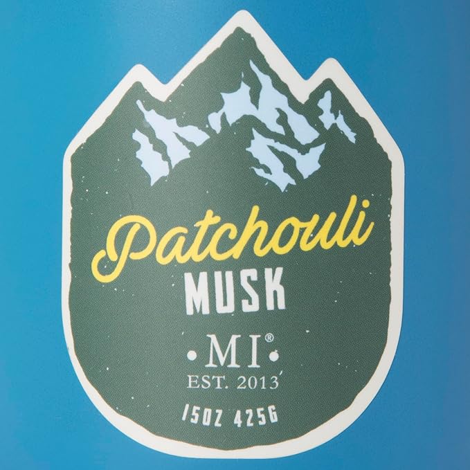 Manly Indulgence Patchouli Musk Scented Candles for Men, 2 Wick, 15 oz Premium Soy Blend Wax, 60H Burn, Candles for Home Scented – Made in The USA