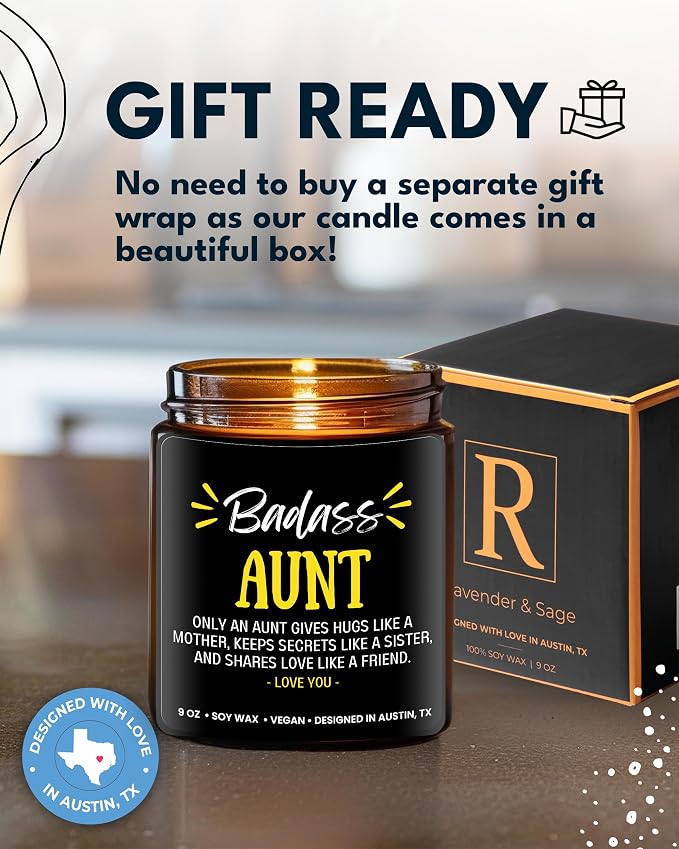 Aunt Candle, Best Sentimental Gifts from Niece and Nephew, Unique Birthday and Mothers Day Gifts for Aunt, Thoughtful Presents for Birthday, Christmas, Special Occasions, Gift Ready