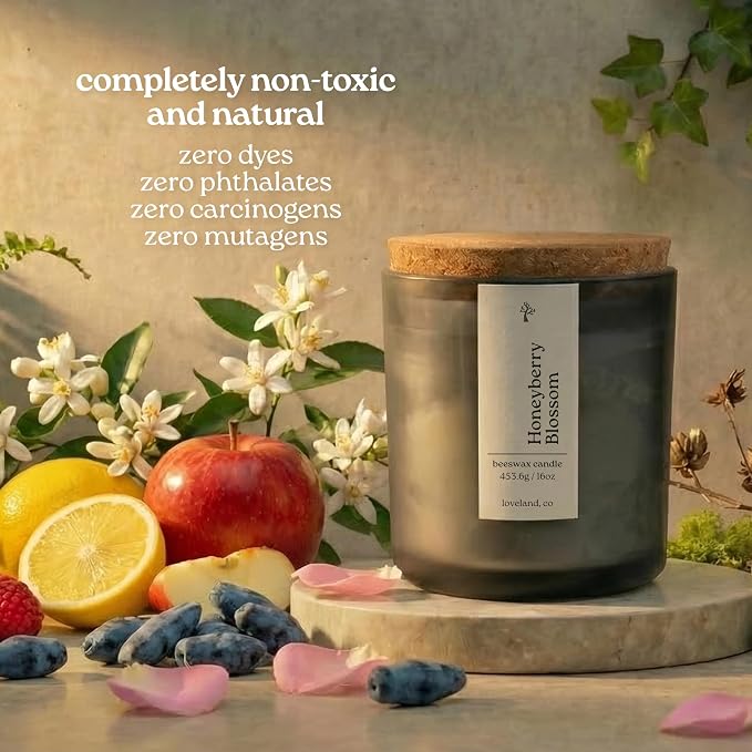 Aspen & Oak Luxury Beeswax Candle, 16oz | Long Burning Pure Beeswax Candles, Non Toxic, Natural, Clean, Essential Oil Scented Organic Candles, Home Decor & Gifts (Honeyberry Blossom)