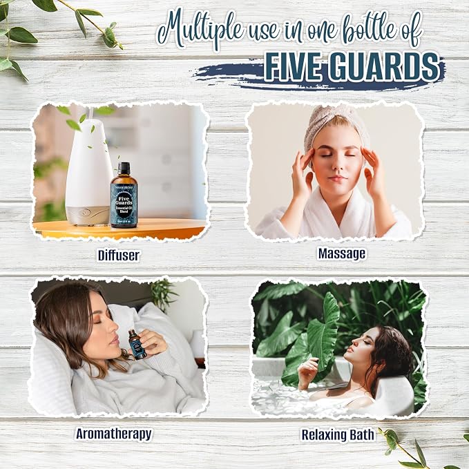 Natural Riches Five Guards Essential Oil Blend Health Shield for Aromatherapy with Clove Cinnamon Lemon Rosemary Eucalyptus Oil 2oz