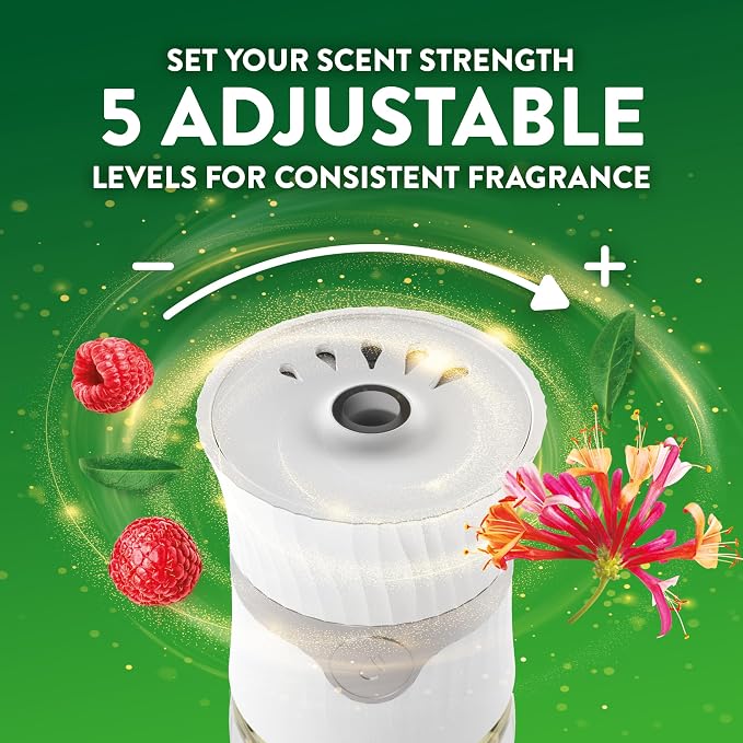 Air Wick Plug-In Scented Oil Refills, 6 Count, Lush Honeysuckle & Raspberry, Air Freshener, Essential Oils