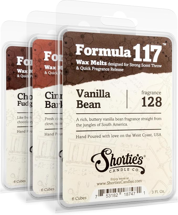 Shortie's Candle Company Bakery Premium Wax Melts Variety 3 Pack - 9 Oz., Strong & Long Lasting, Non-Toxic - Made with Essential & Natural Oils - Formula 117