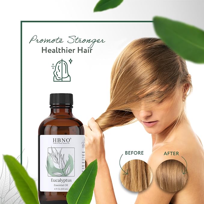 HBNO California Bottled Eucalyptus Essential Oil for Diffuser 4 fl oz (120ml) - Perfect Eucalyptus Oil Essential Oil for Aromatherapy & DIY