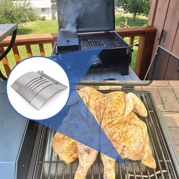 Flame Broiler Kit for Pit Boss PB150PPS Portable Pellet Grill, Heat Diffuser Replacement Parts for Pit Boss 10697 Table Top Wood Pellet Grill, Includes Main Plate and Slide Cover, Replaces Part 31971