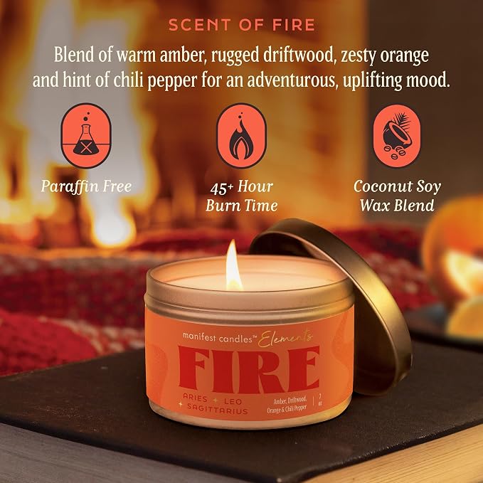 Leo Gifts for Women, Aries Sagittarius, Zodiac Fire, 45 Hour Burn, Zodiac Astrology Gifts Meditation Candle Healing with Crystals, Spiritual Manifestation Crystal Candle Healing Stones Bracelet