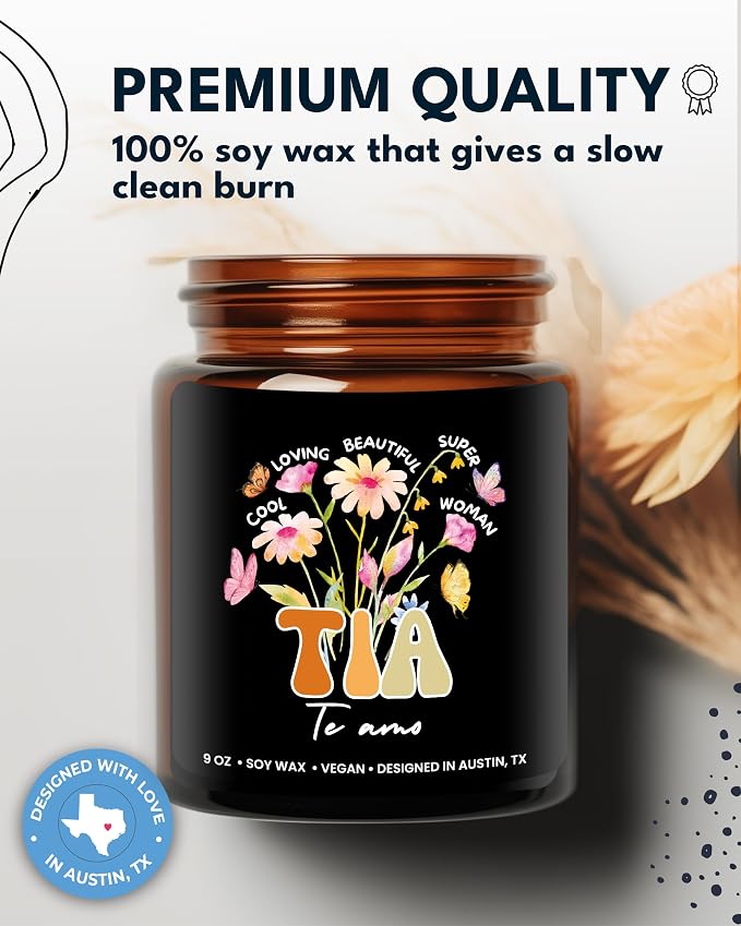 Tia Candle, Regalos para Tia De Sobrina y Sobrino, Gifts from Nephew, Presents from Niece, Best Aunt Ever Gifts, Gift for Aunt in Spanish, Birthday, Christmas, Gift Ready