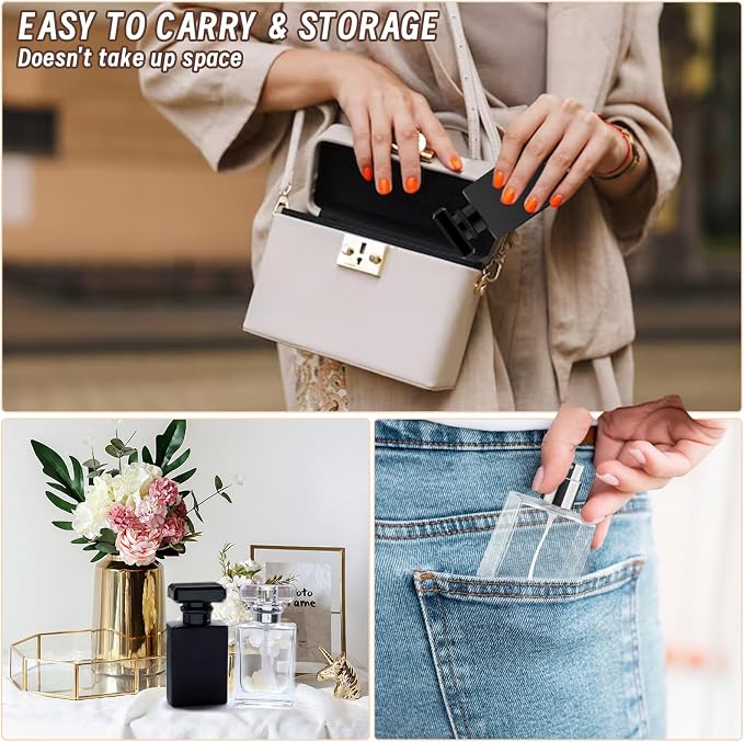 Perfume Bottle Atomizer 30ML Refillable Fine Mist Spray Bottles, Empty Glass Essential Oil Container for Travel, Handbag or Date, With Storage Bag & Funnels(Classic)