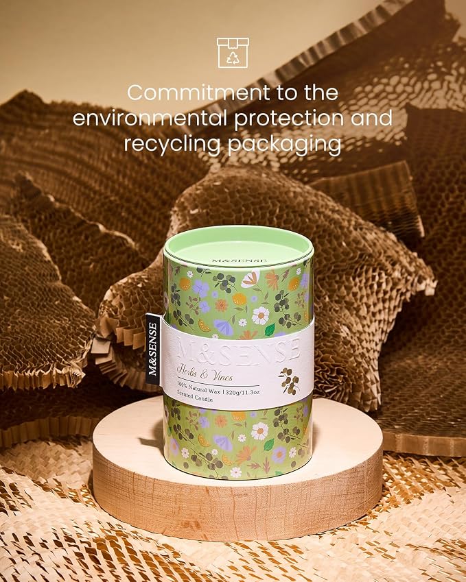 M&SENSE Spring Candle 11.3 oz,Herbs Vines Scented Candle, Non-Toxin Soy Wax for Home Scented, Floral Candles Gift for Women,Up to 70 Hours Burning Long-Lasting Fragrance