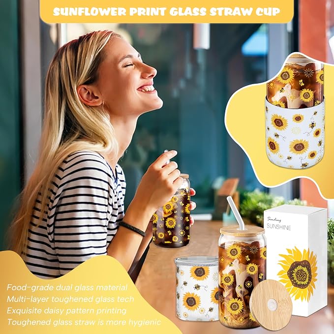 Sunflower Gift Baskets for Women,Sending Sunshine Unique Birthday Cheer Up Box Self Care Package,Get Well Soon Spa Gifts Set Box w/Blanket - Thinking of You Gift for Her,Girls,Women,Sister,Mom