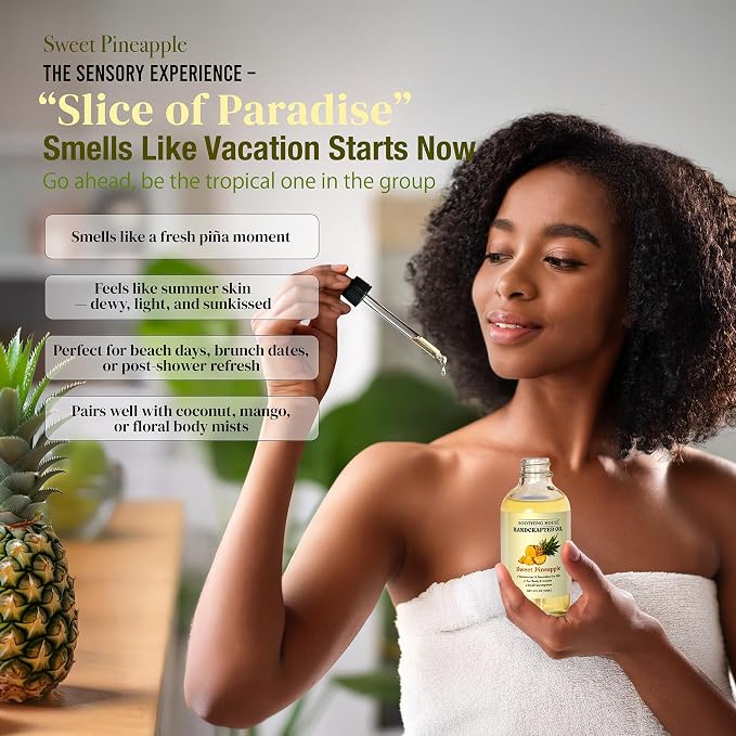 Sweet Pineapple Body Oil - Moisturizing Body Oil for Soft, Glowing Skin with Almond & Jojoba Oil (4 fl oz)
