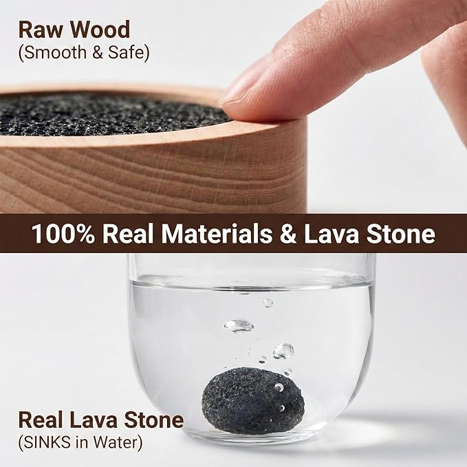 CUIYAKI 2Pcs Essential Oil Diffuser for Desk Office, Passive Lava Rock Diffuser for Aromatherapy, Small Personal Air Freshener for Nightstand, Safe for Sauna & Spa