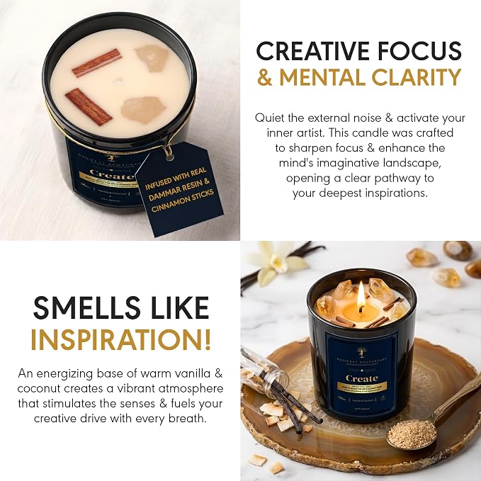 Healing Remedies & Ritual Supplies - Manifestation Candles - for Inspiration and Imagination - Blue (Create)