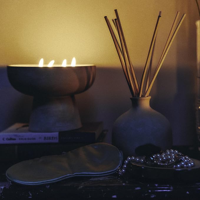 Blueme Sleep Candle Refill | Lavender & Cypress | 4 Wick - Contains Essential Oil, Sustainable, Hand Finished, Hand Poured, Luxury Refill, Natural Cotton Wick, Soy-Wax Blend | Large 24 oz