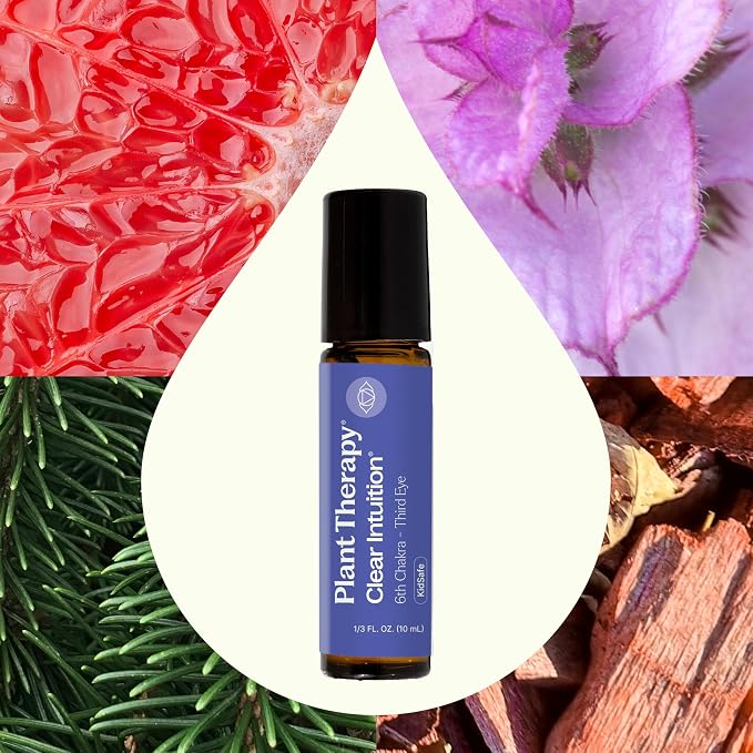 Plant Therapy Chakra 6 Clear Intuition Essential Oil Blend (Brow Chakra) Pre-Diluted Roll-On 10 mL (1/3 oz) 100% Pure