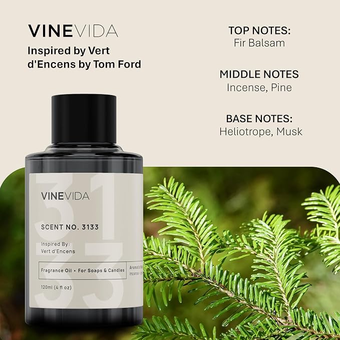 VINEVIDA Scent NO. 3133 Fragrance Oil - 120mL (4oz) - Inspired by: Vert d'Encens Fragrance Oil for Candle Making - Made in USA Candle Scents Scents for Soap Making