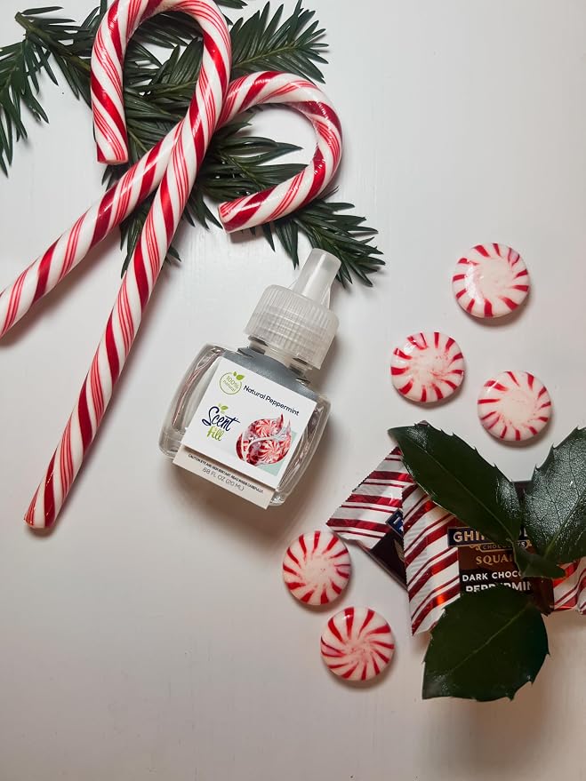 Scent Fill 100% Natural Fresh Peppermint Plug in Starter Kit, 4 Refills & Diffuser