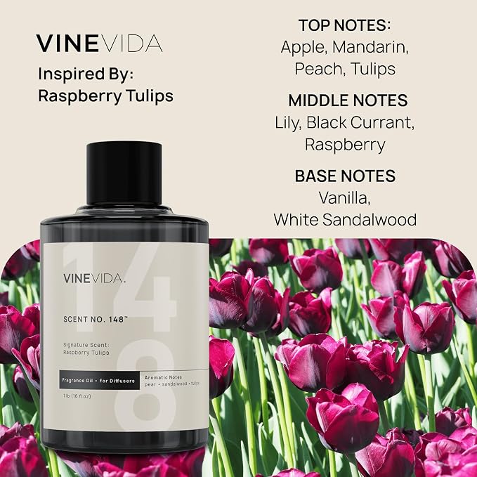 VINEVIDA [16 Oz] Inspired by: Raspberry Tulips; Diffuser Oil Refill | Premium Scent Diffuser Oil for Home | Non-Toxic Fragrance