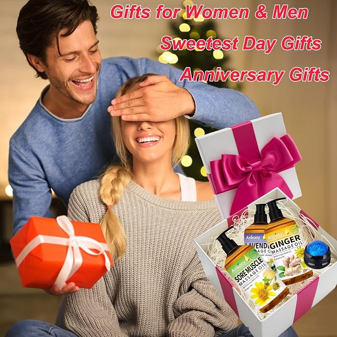 3 Pack Massage Oil for Massage Therapy,Sore Muscle Arnica Oil & Relaxing Lavender Oil & Ginger Oil Lymphatic Drainage & Massage Ball,Fathers Day Gift for Husband,Dad,Gifts from Wife,Daughter