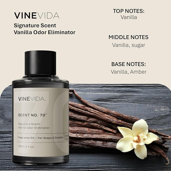 VINEVIDA [4oz] Vanilla Odor Eliminator Fragrance Oil - Candle & Soap Scents, Made in USA