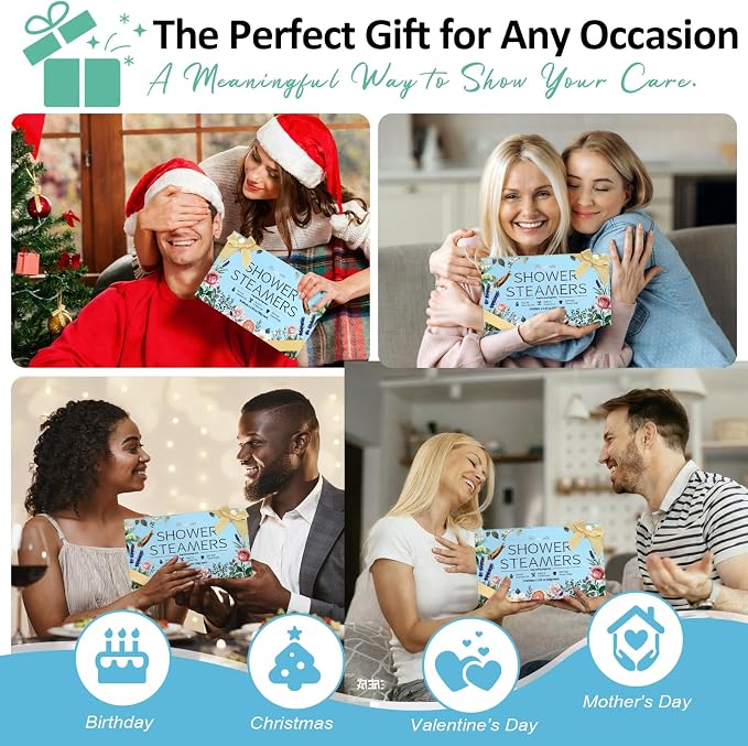 Shower Steamers Aromatherapy Birthday Gifts for Women - 8 Pcs Mothers Day Gifts for Mom Wife Daughter Grandma, Self Care with Natural Essential Oils Relaxation Home Spa Gift Set (Blue)