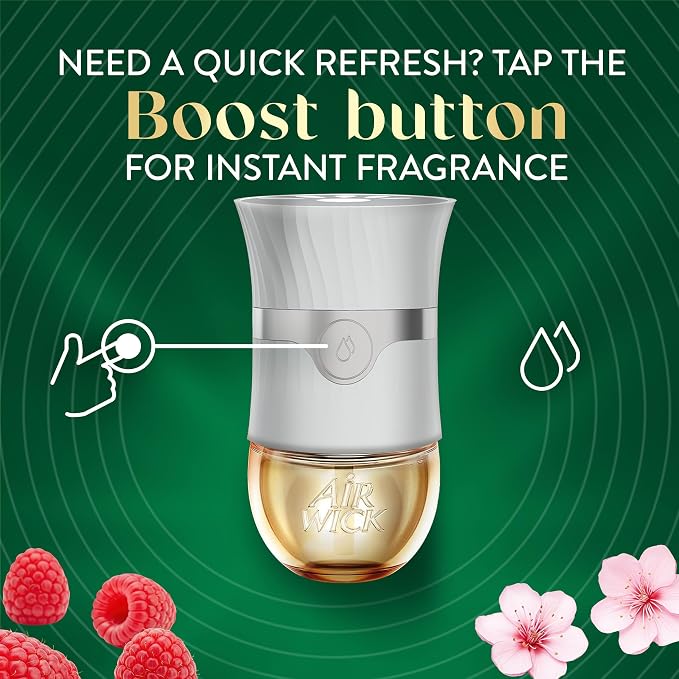 Air Wick Plug-In Scented Oil Refills, 4 Count, Cherry Blossom & Raspberry, Air Fresheners, Essential Oils