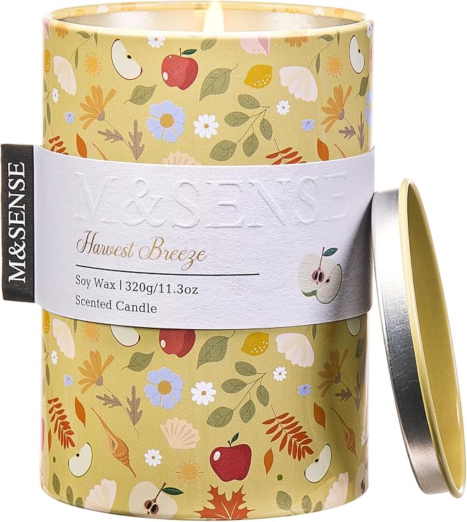 M&SENSE Summer Candle 11.3 oz, Harvest Breeze Scented Candle, Non-Toxin Soy Wax for Home Scented, Floral Candles Gift for Her, Up to 70 Hours Burning Long-Lasting Fragrance